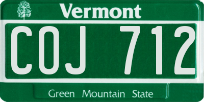 VT license plate COJ712