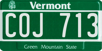 VT license plate COJ713