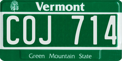 VT license plate COJ714