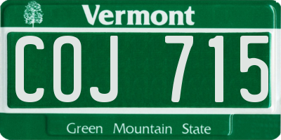 VT license plate COJ715