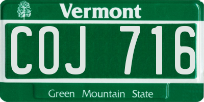 VT license plate COJ716