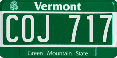 VT license plate COJ717