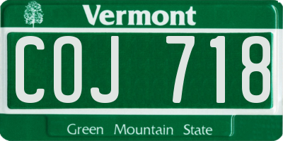 VT license plate COJ718