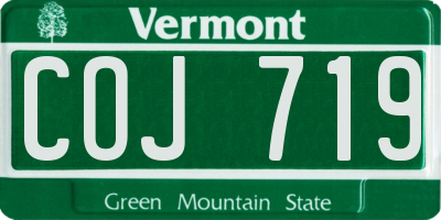 VT license plate COJ719