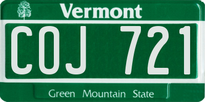 VT license plate COJ721