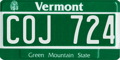 VT license plate COJ724