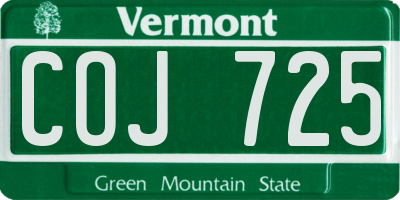 VT license plate COJ725