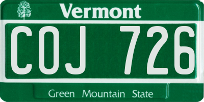 VT license plate COJ726