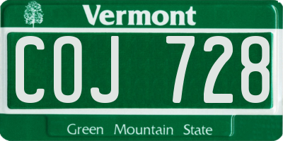 VT license plate COJ728