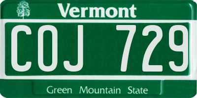 VT license plate COJ729