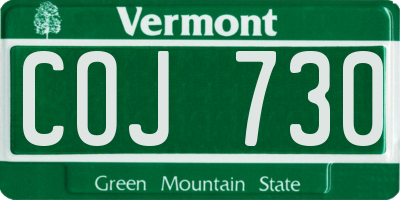 VT license plate COJ730