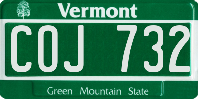 VT license plate COJ732