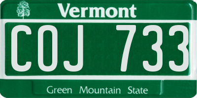 VT license plate COJ733