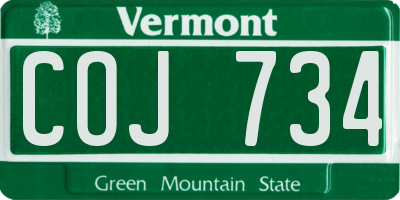 VT license plate COJ734