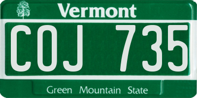 VT license plate COJ735