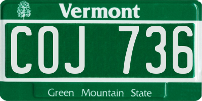 VT license plate COJ736