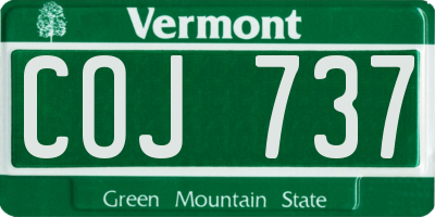 VT license plate COJ737