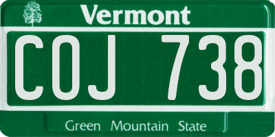 VT license plate COJ738