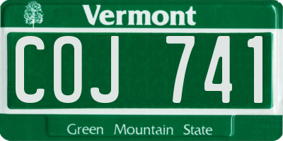 VT license plate COJ741