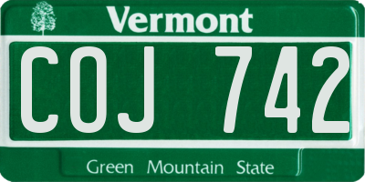 VT license plate COJ742