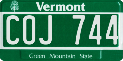 VT license plate COJ744