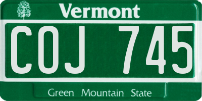 VT license plate COJ745