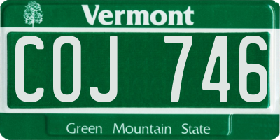 VT license plate COJ746