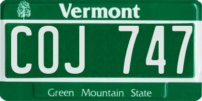 VT license plate COJ747