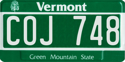 VT license plate COJ748