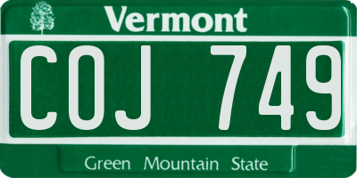 VT license plate COJ749
