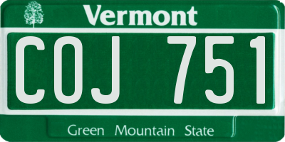 VT license plate COJ751