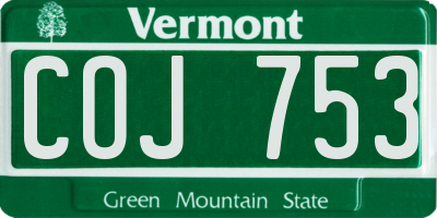 VT license plate COJ753