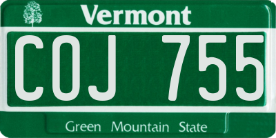 VT license plate COJ755