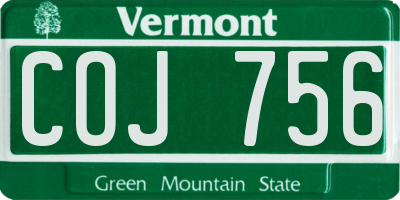 VT license plate COJ756