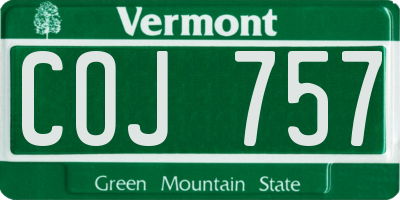 VT license plate COJ757
