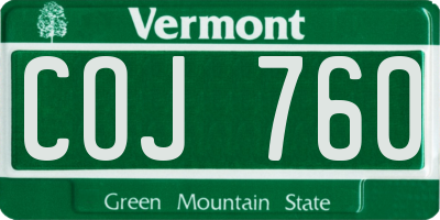 VT license plate COJ760