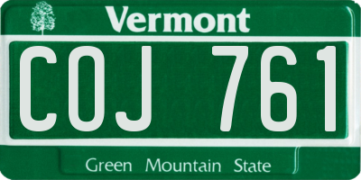 VT license plate COJ761