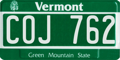 VT license plate COJ762