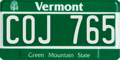 VT license plate COJ765