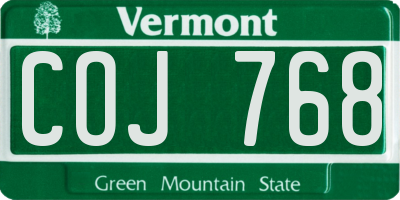 VT license plate COJ768