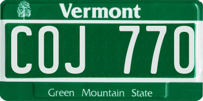 VT license plate COJ770