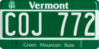 VT license plate COJ772