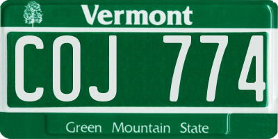 VT license plate COJ774