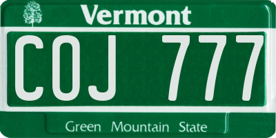 VT license plate COJ777