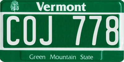 VT license plate COJ778
