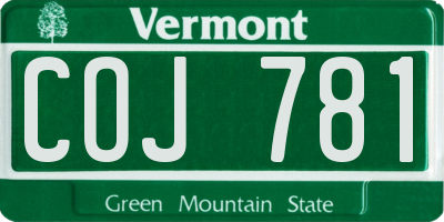 VT license plate COJ781