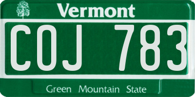 VT license plate COJ783