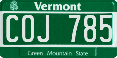 VT license plate COJ785