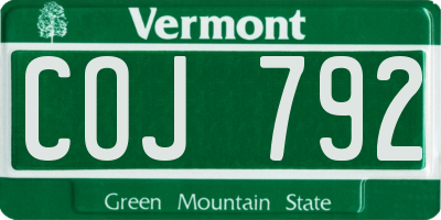 VT license plate COJ792