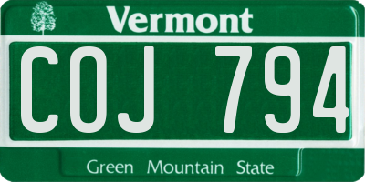 VT license plate COJ794